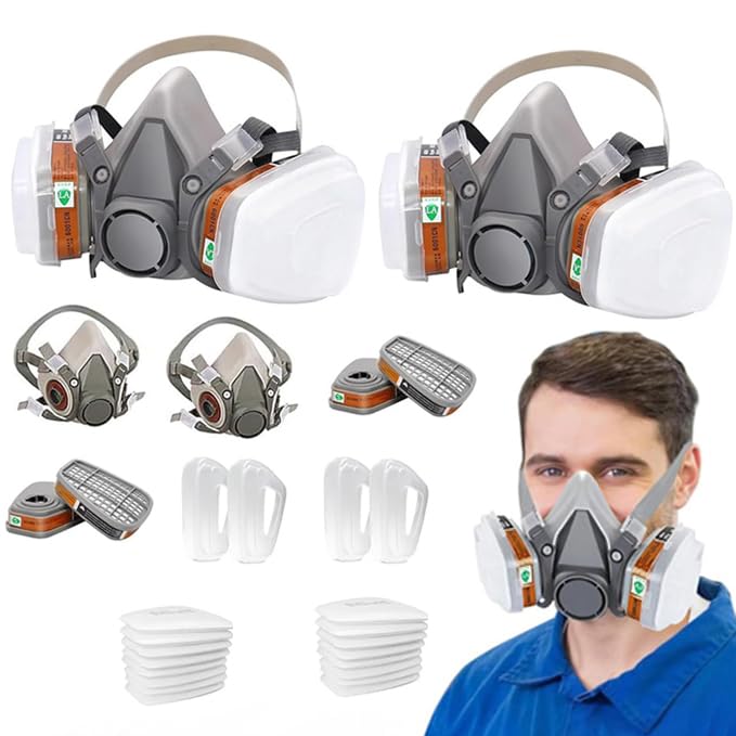 Image of Serplex 2 Set Reusable Respirator Mask 6200 Half Face Gas Filters