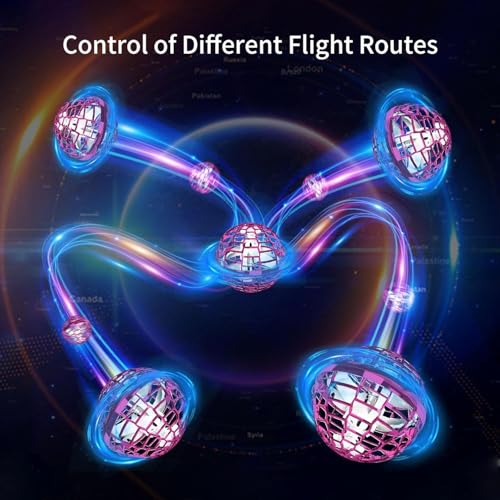 Image of Magic Flying Orb Spinner Toy for Kids - Pink Color | Hand Sensor Rechargeable LED Flying Ball | Hover Drone Boomerang Spinner Toy for Boys & Girls 6-12 Years (Pink)