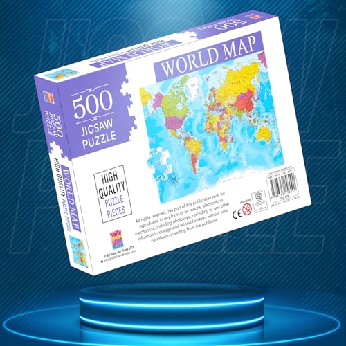 Image of World Map Jigsaw Puzzles 500-Piece For Kids And Childrens Educational World Map Learning, Gifts, Fun And Creative Game All Country Name With Capitals - Ages 9+ (500 Pcs)