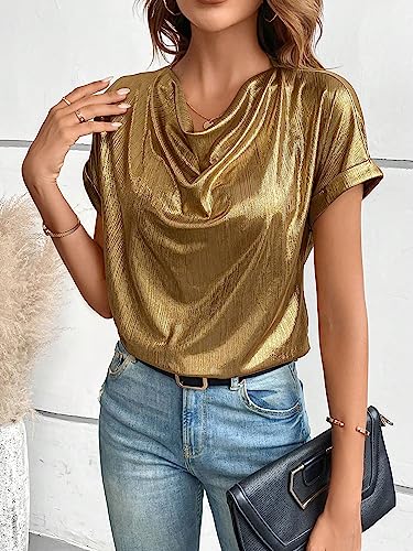 Floerns Women's Casual Cap Sleeve Leopard Print Satin Silk Blouse Tops3