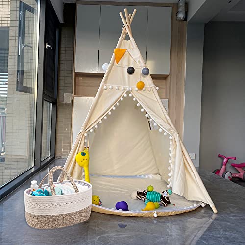 Yeayee Baby Diaper Caddy Organizer, Portable Nursery Storage Basket With Changeable Compartments, 100% Cotton Woven Rope Baskets, Car & Changing Table Tote, Newborn Gift #TOP6