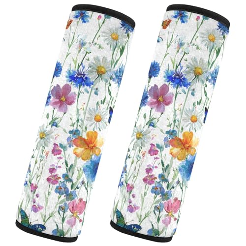 Image of 2 Pack Seatbelt Covers Seat Belt Cover Pad for Adults Boys Girls Car Seat Strap Covers Pads Cushion Universal Shoulder Strap Pad Protector for Backpack Camera Bag 10x7.7Inch Watercolor Cornflower Dais