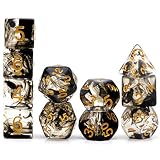 Haxtec 11PCS DND Dice Set Extra D6 D20 Black Cloud Polyhedral D&D Dice for RPG Games Dungeons and Dragons-Black Smoke Swirl