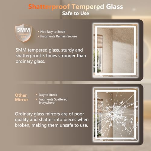 Image of 72x36 LED Bathroom Mirror with Lights - Dimmable, Anti-Fog, 3 Color Backlit & Front Lit Mirror for Bathroom, Shatter-Proof Tempered Glass, Easy Installation