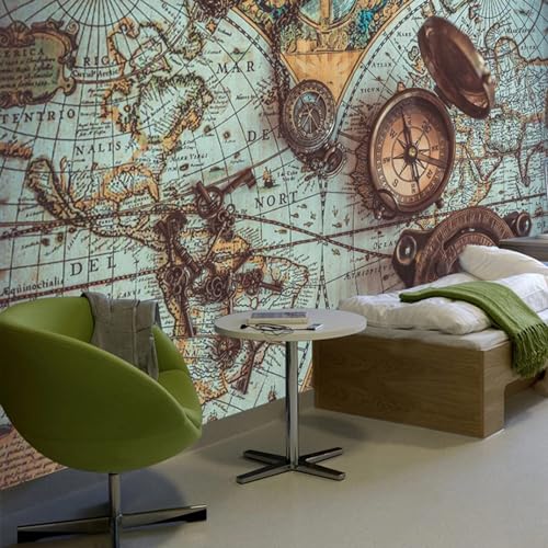 World Map 3D Wallpapers, Key Compass Large 3D Background Wall