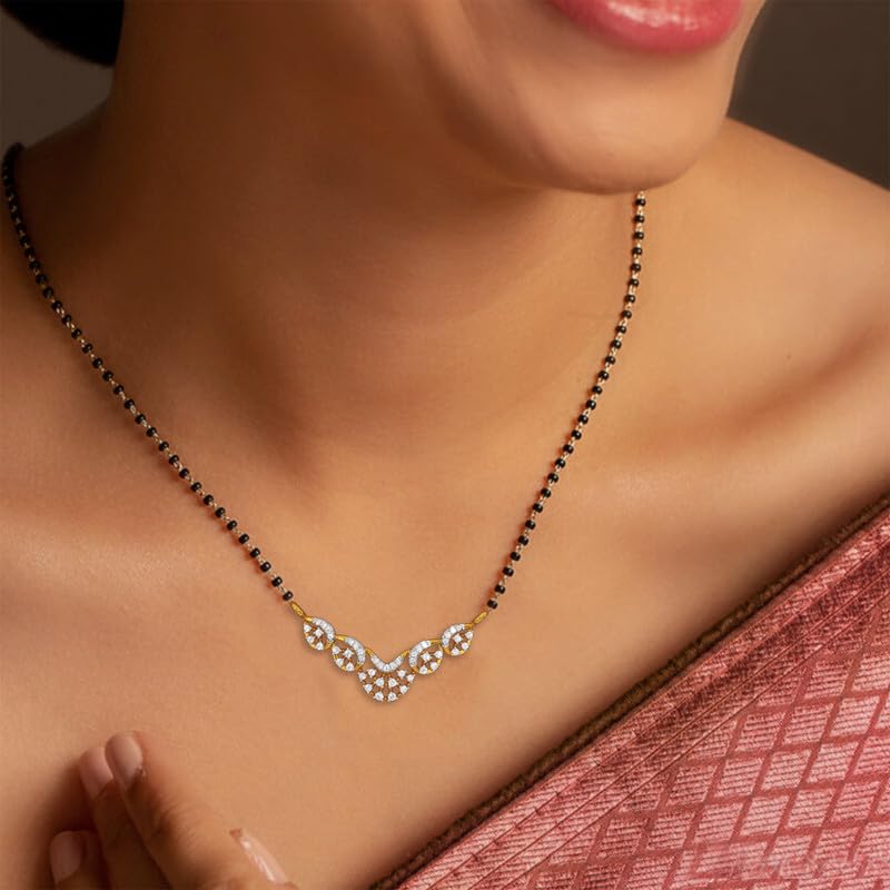 Image of KISNA JEWELS 14KT|18KT BIS Hallmark Pure Gold and Diamond Mangalsutra For Women