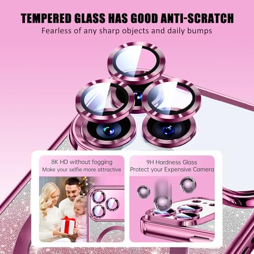 Image of Misscase for iPhone 17 Pro Max Case Compatible with MagSafe,Built-in Camera Lens Protector Full Protection Soft TPU Anti-Scratch Anti-Fingerprint Magnetic Glitter Slim Case Cover 6.9 inch Pink