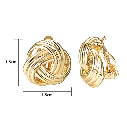 Image of Yoursfs Gold Textured Knot Clip On Earrings for Women Non Pierced Earring 18K Gold Plated Double Half Hoop Earrings Trendy Jewelry