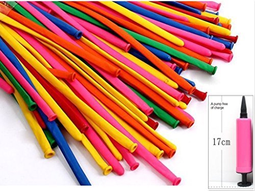king's store,300 PCS rainbow colored balloons, strip shape balloon magic balloon animals, sent free of charge pump