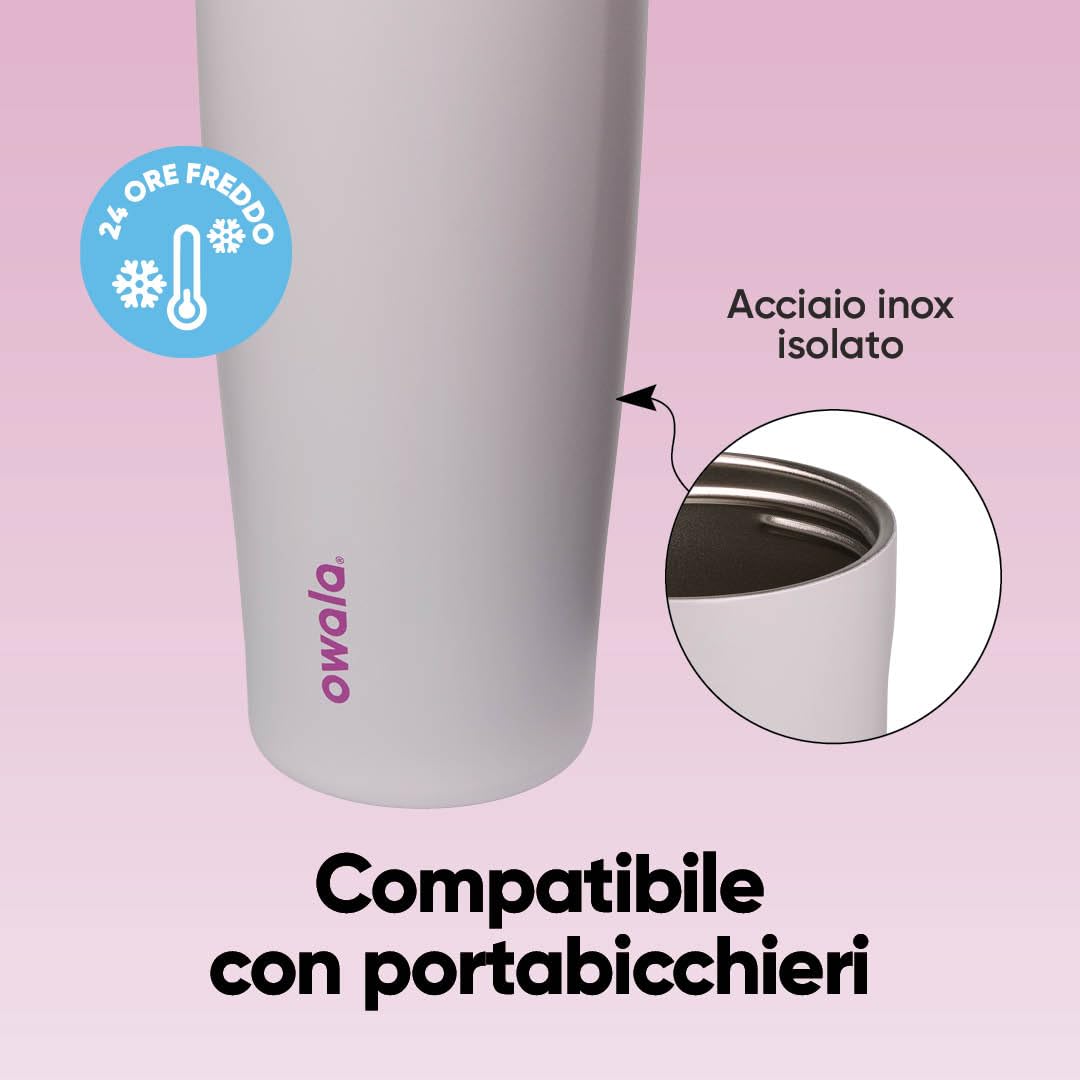 Owala FreeSip Sway borraccia termica in acciaio inox con beccuccio 2‑in‑1, 1185ml, cannuccia integrata e manico ad archetto, per viaggi, scuola e sport, senza BPA, a prova di perdite, Dreamy Fields