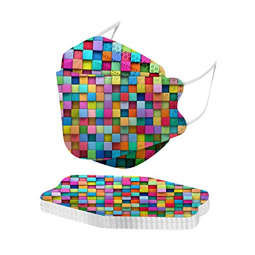 YOYOA 10 Stück Mundschutz Erwachsene 4-lagige Einweg 3D Fischform Atmungsaktiv und Staubdicht Mund und Nasenschutz Mund-Tuch Bandana Halstuch Schals für Damen Herren Cover