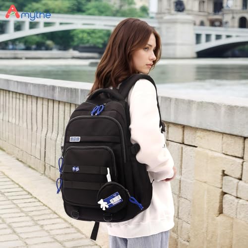 School Backpack for Teen Girls, Large 15.6 Inch Laptop Bookbag, College School Bag for Big Students, Casual Travel Daypack,Black2