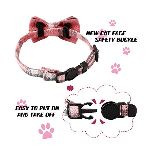 Weewooday 10 pieces breakaway cat collar with bow tie and bell, kitten collar for cat, adjustable cute plaid kitty safety collars for graduation wedding birthday pet party - image 6