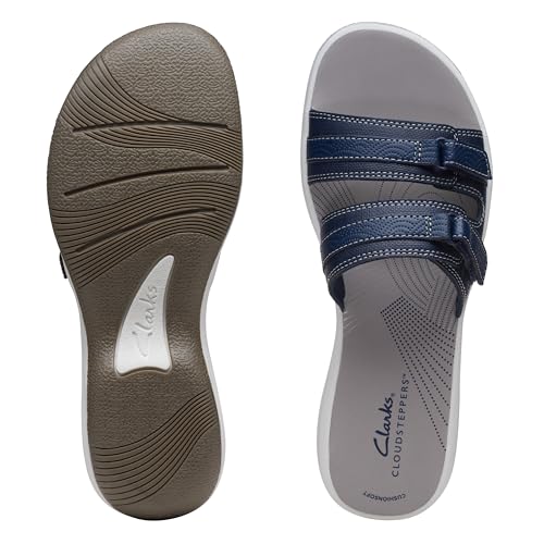 Clarks Cloudsteppers Women's Breeze Piper Slide Sandal, Navy Synthetic, 12 Medium US by Clarks - Used condition - Image 8