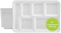 Vista 9 de three leaf 23 cm PLATO REDONDO DE BAGASSE DE 3 COMPARTIMENTOS, 50 unidades. Platos desechables de bagasse resistentes, super fuertes, naturales