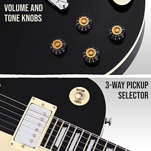 Lyxpro 39” Sb Series Electric Guitar, Les Paul-Style Kit For Beginner, Intermediate & Pro Players Solid Body Guitar, Bonus 2-Pack Of Picks, Mahogany Wood, Volume/Tone Controls, 3-Way Pickup - Black #TOP2