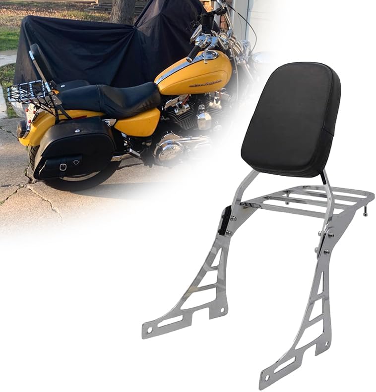 Sissy Bar Backrest + Luggage Rack Compatible For Harley-Davidson Sportster XL 883 1200 Nightster Forty Eight 2004-2013 (Chrome)
