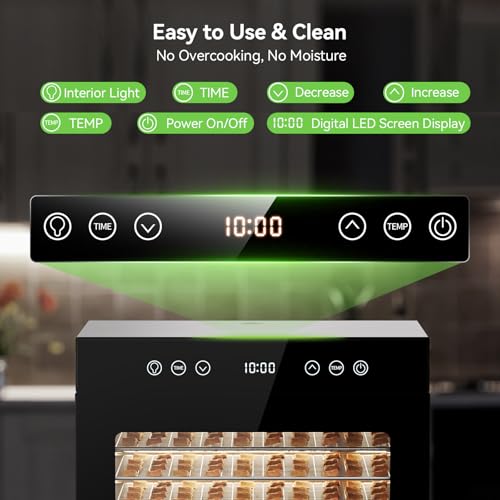 image for PSIIDAN Food Dehydrator with Adjustable Timer & Temperature, 8 Stainle
