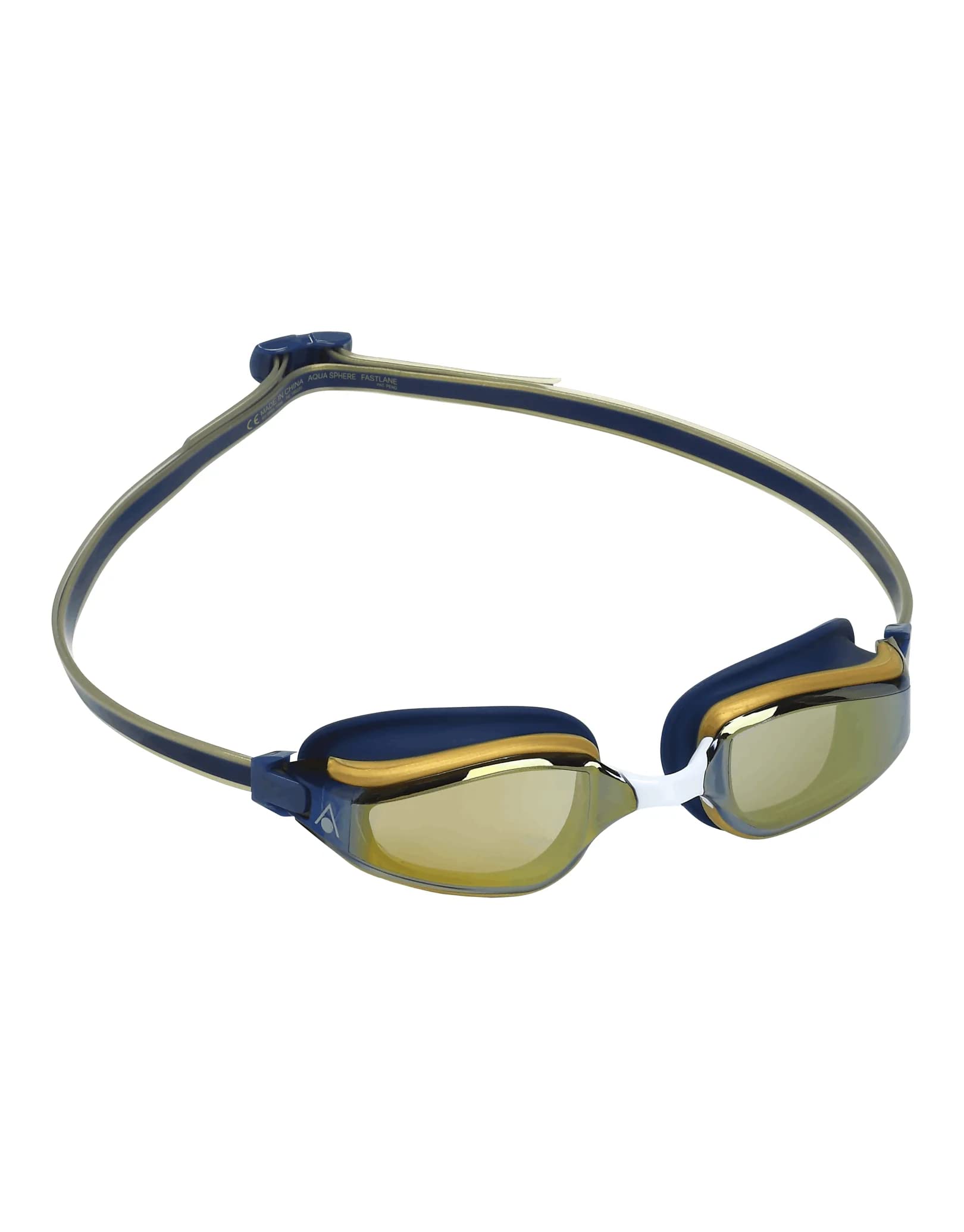 Occhialini da nuoto Aqua Sphere Fastlane con lenti specchiate blu bianche