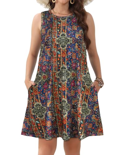 Image of JOLIGAL Womens Summer Dresses Casual Sleeveless Tshirt Sundress Beach Cover Up with Pockets Loose Tank Dress 2026