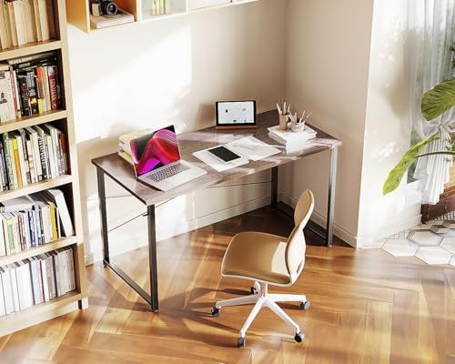 Image of Casaottima 48 Inch Small Computer Desk for Home Office, Study Writing Table for Small Spaces, Simple Modern Desk with Headphone Hooks, Grey Oak