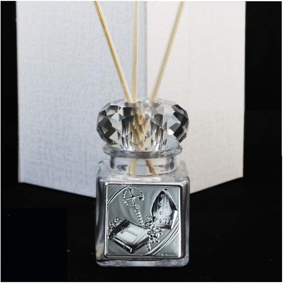 DLM-A895 Bomboniera utile profumatore in vetro con anello in cristallo completo di scatole e profumo piastra Cappello e bastone del vescovo per Cresima Ragazzo o Ragazza