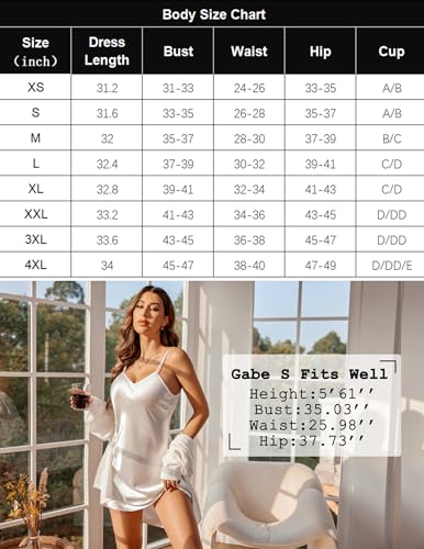 Avidlove WOMEN NIGHTGOWN White Satin Chemise For Women Slip Under Dress Mini Sleepwear Nightgown thumb #5