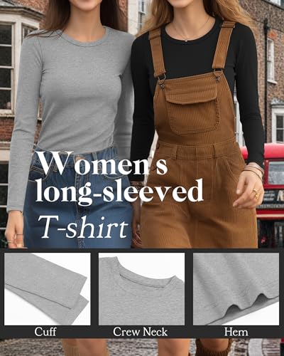 Riyiper 3 Pack Women's Long Sleeve Shirts Cotton Crew Neck Tops Slim Fitted Stretchy Casual Basic Tees 2025 Fall4