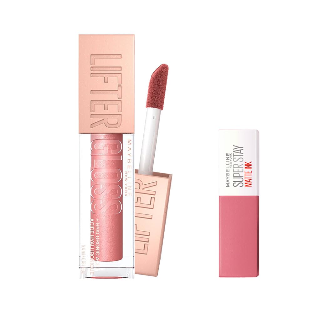 Maybelline New York Lifter Gloss Nemlendirici Dudak Parlatıcısı - 003 Moon & Mini Super Stay Matte Ink Likit Mat Ruj - 15 Lover Makyaj Seti