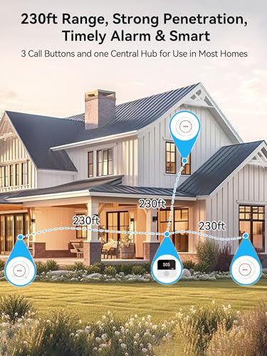 PILSAMAS 3 Pack Wireless Caregiver Call Button for Elderly at Home, WIFI Panic Button, Help Button, Alarm for Senior Citizens w Sound Light Alarm, App Alert, Emergency Response Button, Caregiver Pager - Image 4
