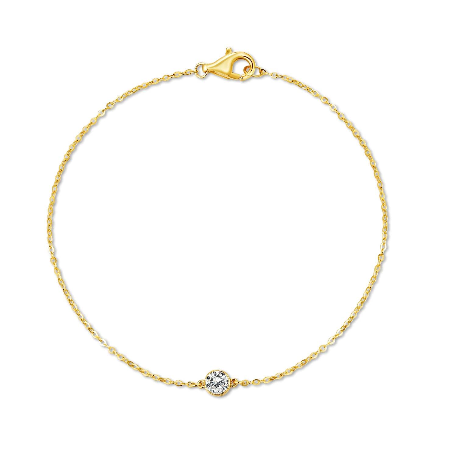 14k Solid Gold Diamond Solitaire Station Bracelet