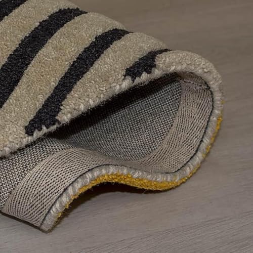 Image of Export Quality Handmade Woollen Round Carpet for Living Room Size 4x4 feet Yellow Colour