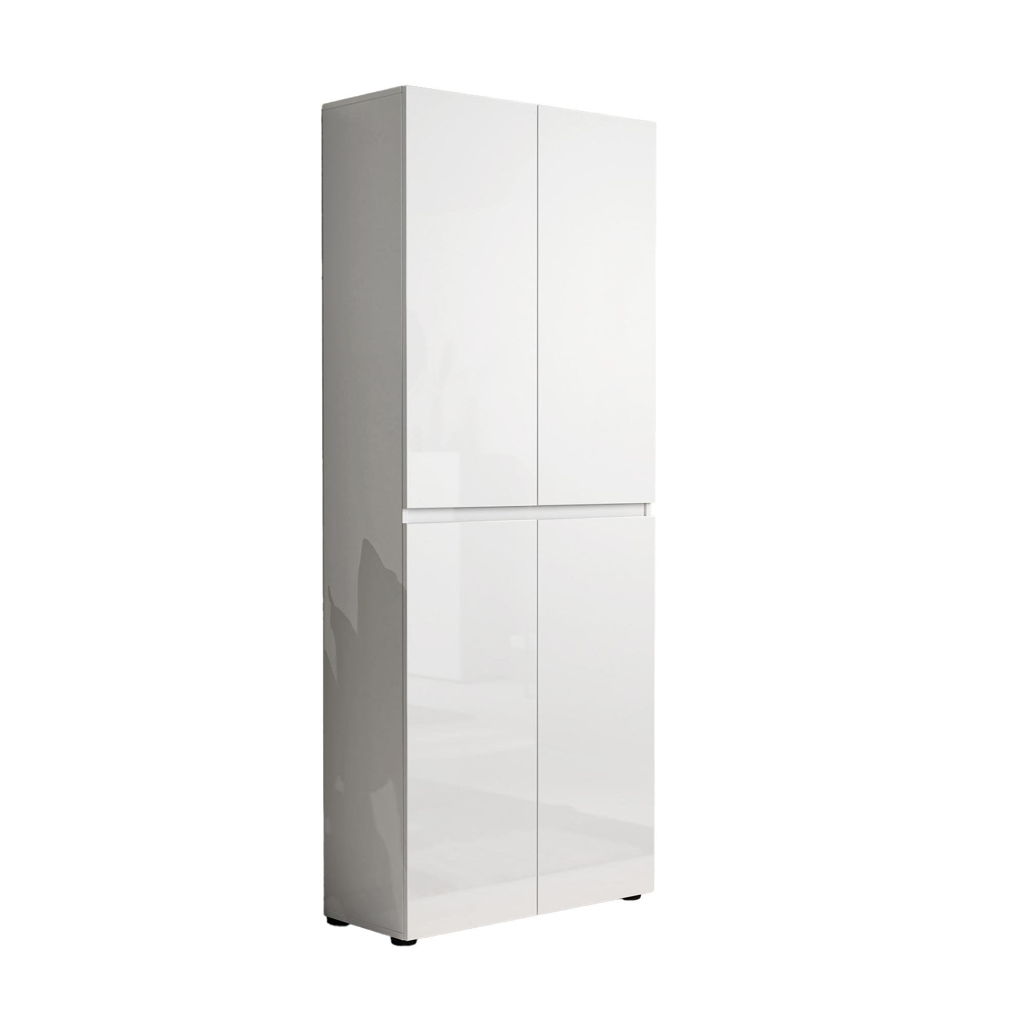 Dmora - Scarpiera Alberton, Mobile portascarpe, Armadio da ingresso multiuso, Mobiletto per calzature, Made in Italy, 80x34h200 cm, Bianco lucido
