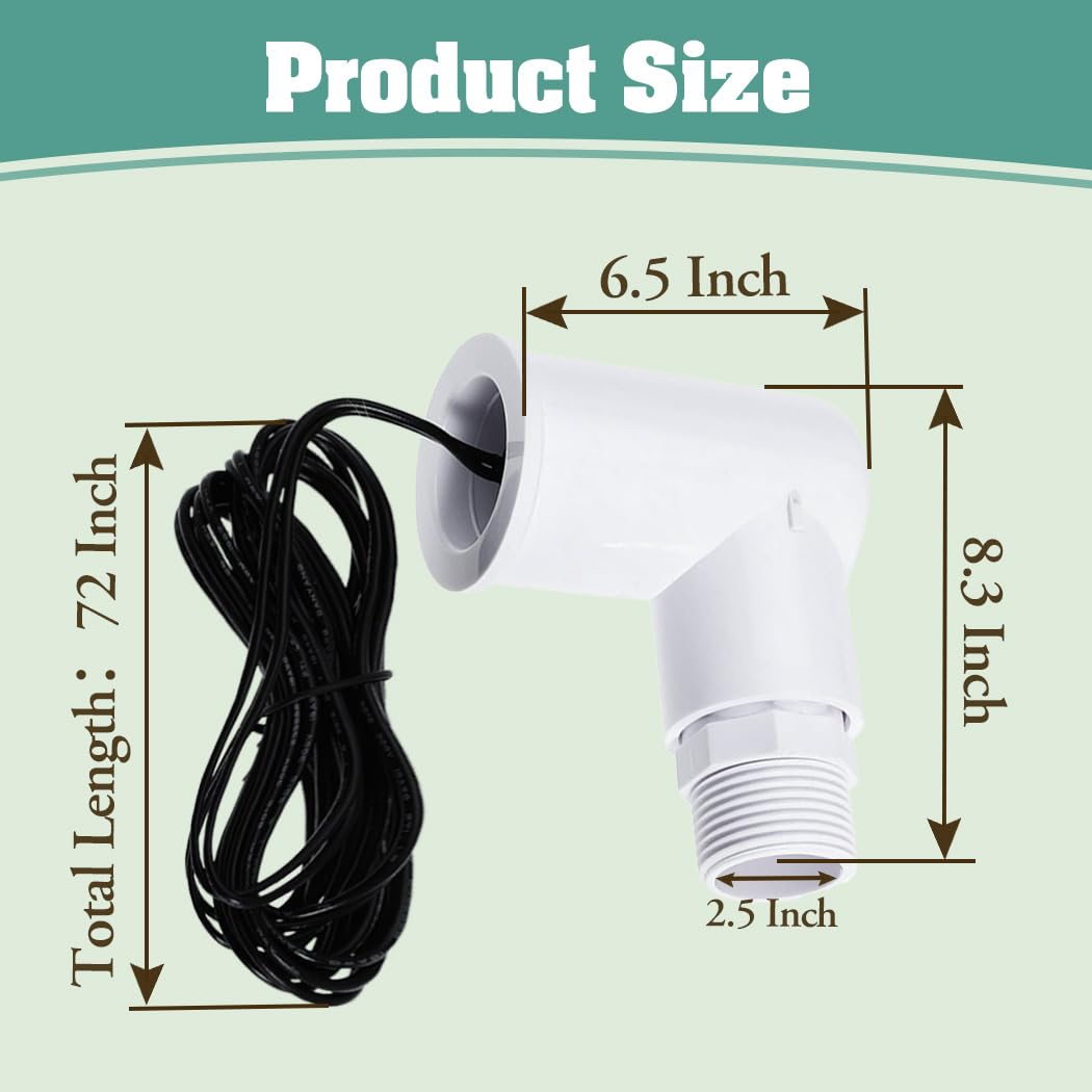 SS2 Float Switch L Shape Safe-T-Switch for HVAC Drain Pan Condensate Overflow Detection and Shut Off System, AC Float Safety Switch, Condensate Float Switch with 3/4 Inch Adaptor and 6ft Wire