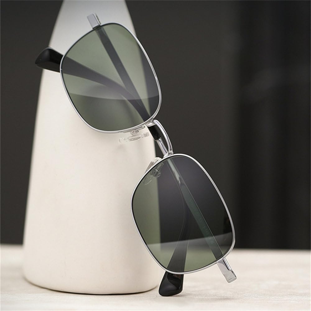 Stylowe okulary przeciwsłoneczne z metalową kwadratową oprawką i polaryzacją anty-UV dla mężczyzn – okulary przeciwsłoneczne do jazdy i podróżowania na świeżym powietrzu