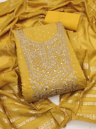 Image of LATEST DRESS MATERIAL FOR WOMEN FEBRIC TYP CHANDERI SILK