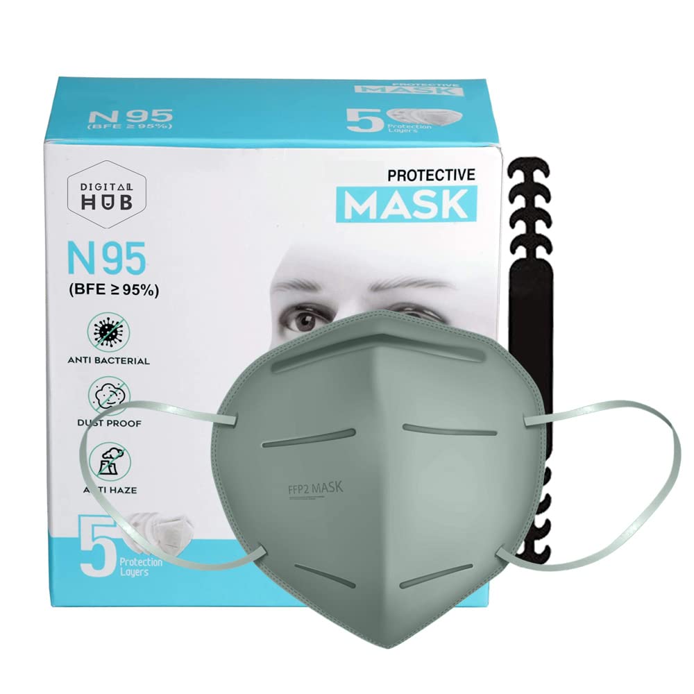DH FF2 Washable & Reusable N95/FF2 Face Mask For Safety | Premium Protective 5 Layered Filtration with Melt Blown and Hot Air Cotton Layers | ISO Certified (Pack of 10, Light Grey) (B09R8564GP) Amazon Price History, Amazon Price Tracker