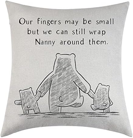 Nanny Gifts Nanny Throw Pillowcase From Granddaughter Grandson Grandma Cushion Cover Grandmother Pillow Case Birthday Thanksgiving Grandma Gifts (Our fingers)