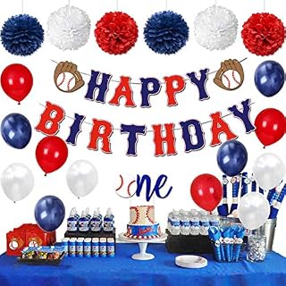 KeaParty Baseball Birthday Party Decorations Supplies Kit, Baseball Happy Birthday Banner, One Cake