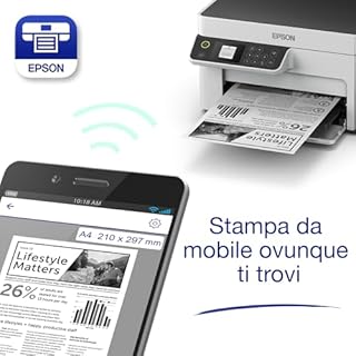 Epson EcoTank ET-M2120 Stampante con Serbatoio D’inchiostro | Stampa Monocromatica | Wi-Fi | A4 | Stampa, Copia, Scansione | Stampa Fronte/Retro | Display LCD 3.7 cm