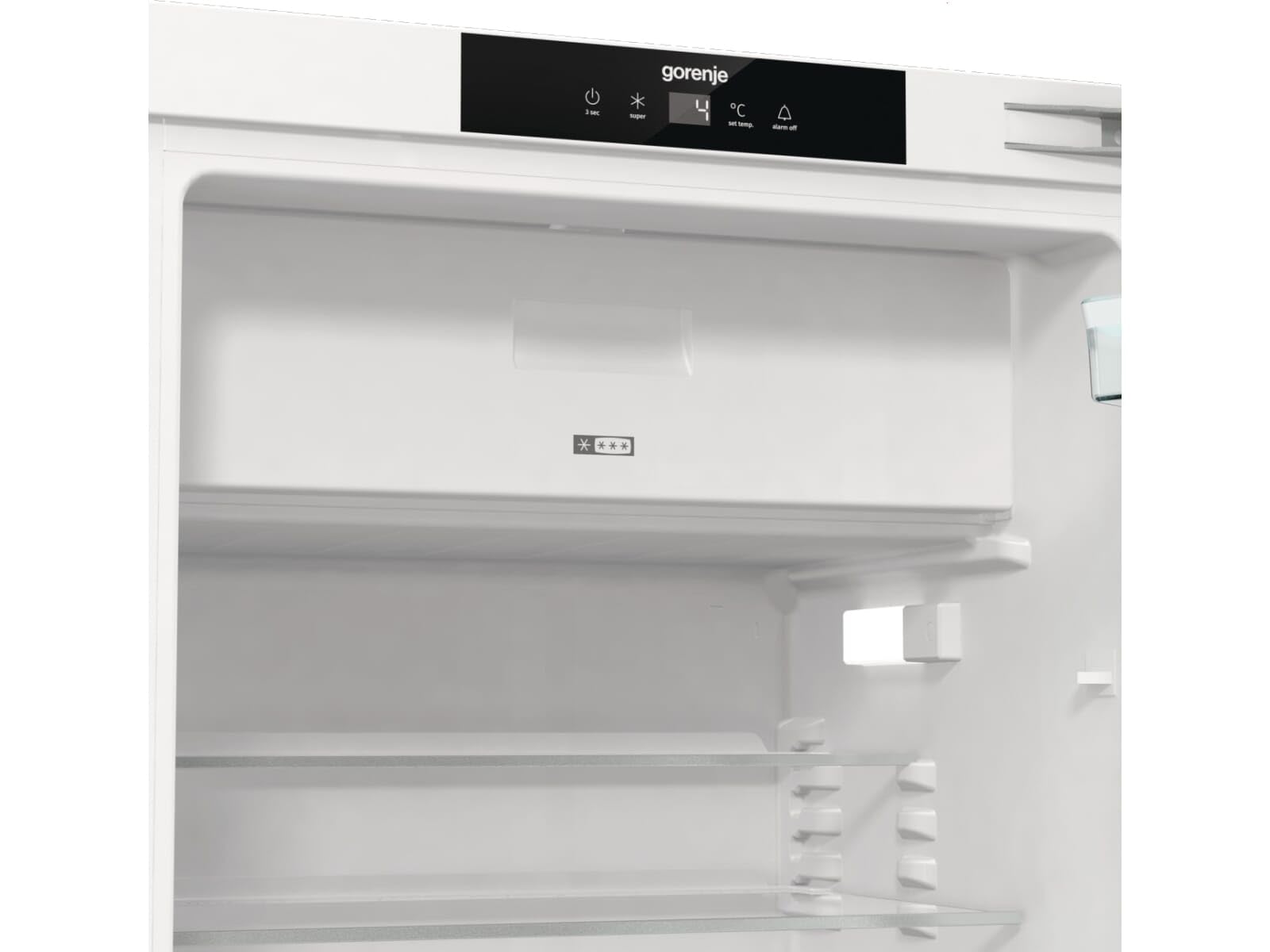 Gorenje RBIU609EA1 lodówka stołowa do zabudowy z zamrażarką/88 nisz/zawias drzwiowy/klasa efektywności energetycznej: E/121 litrów/technika drzwi stałych/SuperCool/wskaźnik temperatury/zawias drzwiowy