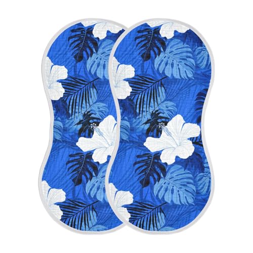 Hibiscus Leaves Profound Blue Burp Cloths for Babies Burp Rag Cotton Spit Up Rag for Baby Newborns Girl