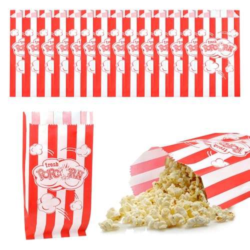 YBCCBY 200 PCS Bolsas de Papel para la Palomitas de Maíz Bolsas para Palomitas de Maíz Resistente al Aceite Bolsas de Palomitas de Maíz Bolsas de Palomitas Rojas Bolsas para Fiesta de Cine para Comida