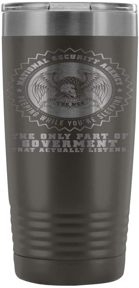 ODDITEES Funny NSA Tumbler Peeping While Youre Sleeping Laser Etched 20oz Stainless Steel Tumbler (Light Blue)