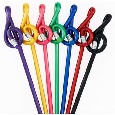 ZBJBinCH 7 Pack Treble Clef Pencil Cartoon Note Shape Pencil Set Non-toxic Pencils for Drawing, Writing, Office (Random Colors) Cover