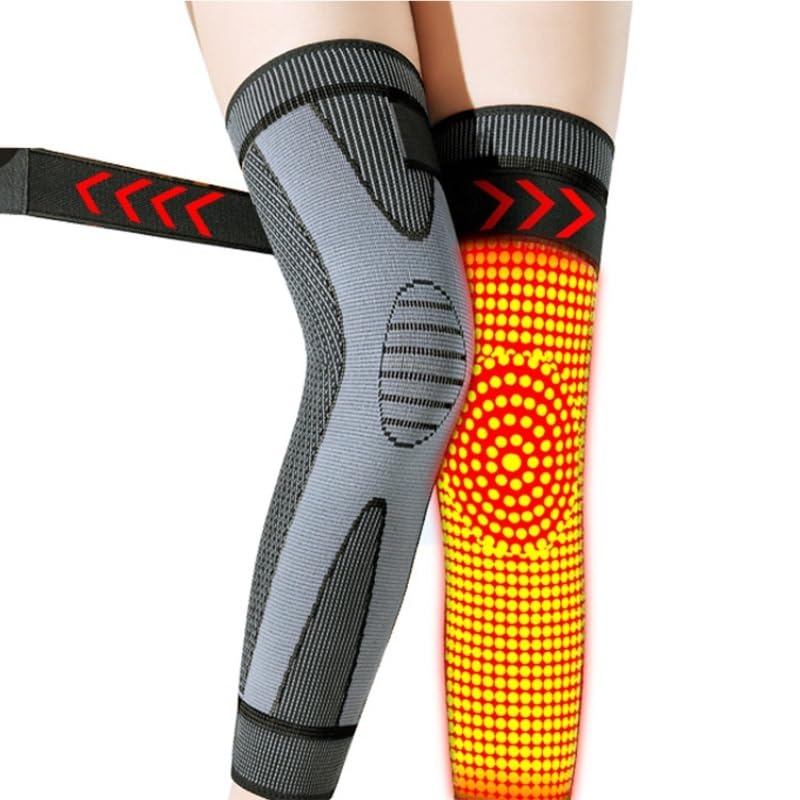Exercise, protection Extended Knee Pads Knee Pads Anti-slip Plus Straps Old Cold Legs Wormwood Thickened for Fitness, cycling, running, playing football(Orange,X-Large)