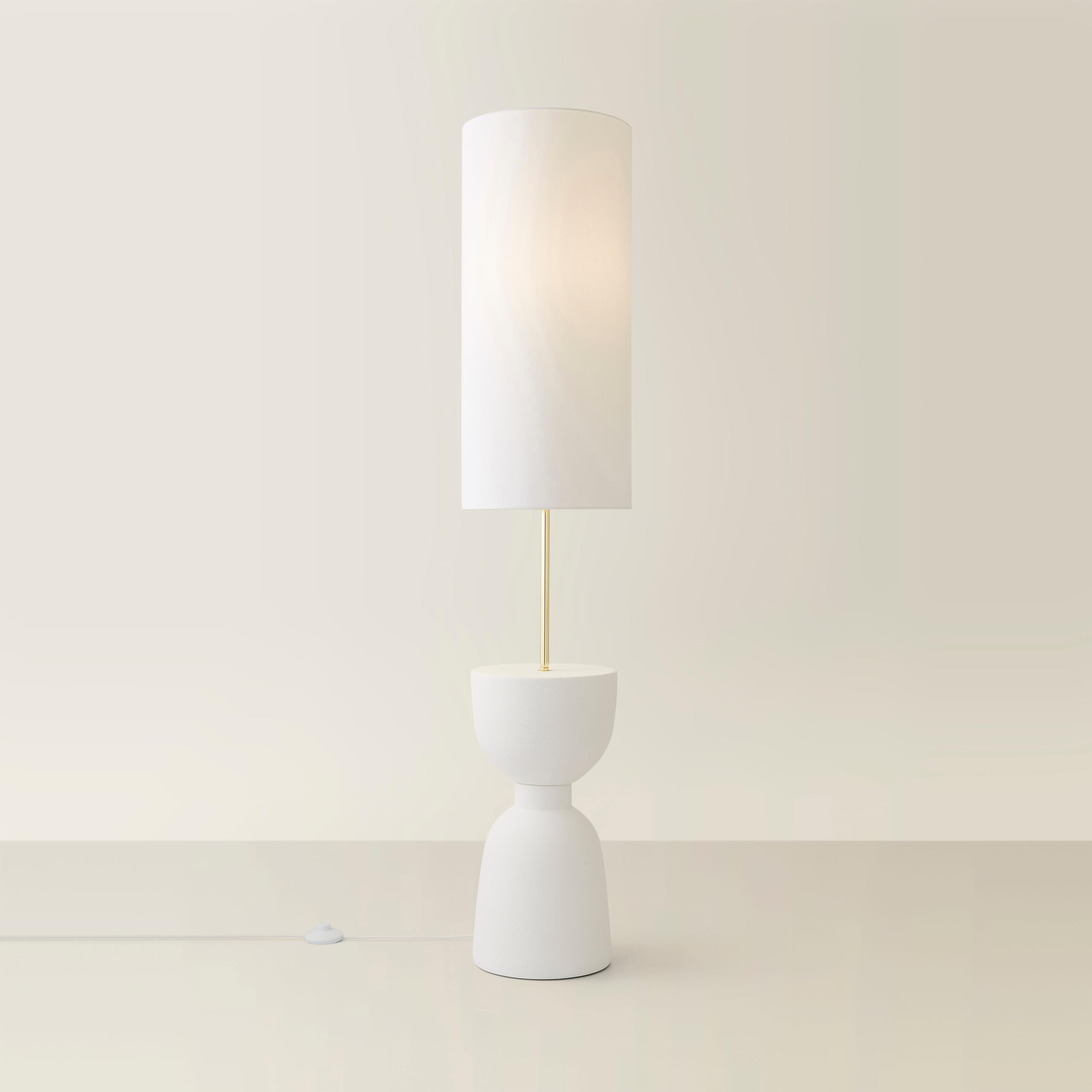 ValueLights | Esme Linen Tall Lamp Shade Ceramic Table Base Midi Floor Lamp | Floor Lamps, Home Décor & Improvement Essential