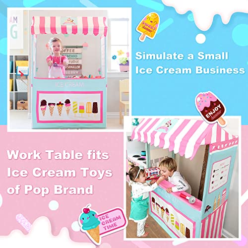Ice Cream Cart - Portable Play Store And 3 Pretend Food- 49 Inches Tall- Colorful Kids Business Cart For Child Development And Learning- Children Playhouse Indoor & Outdoor #TOP3