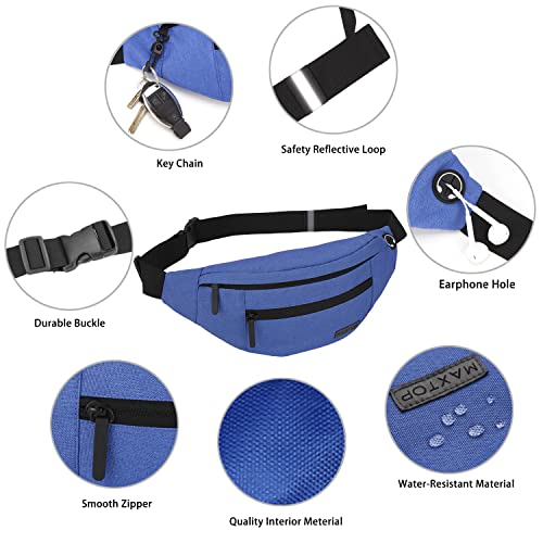 Image of MAXTOP Large Crossbody Fanny Pack Belt Bag for Women Men with 4-Zipper Pockets Gifts for Enjoy Sports Yoga Festival Workout Traveling Running Hands-Free Wallets Waist Pack Phone Bag Fits All Phones