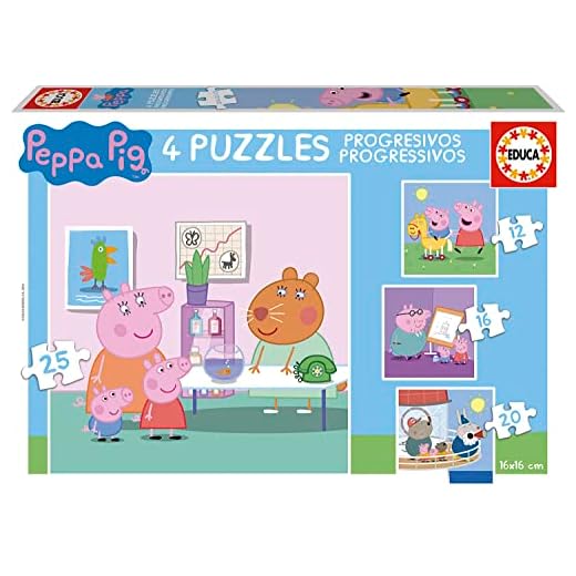 Educa - Peppa Pig Conjunto de Puzzles Progresivos, Multicolor, unica (16817)